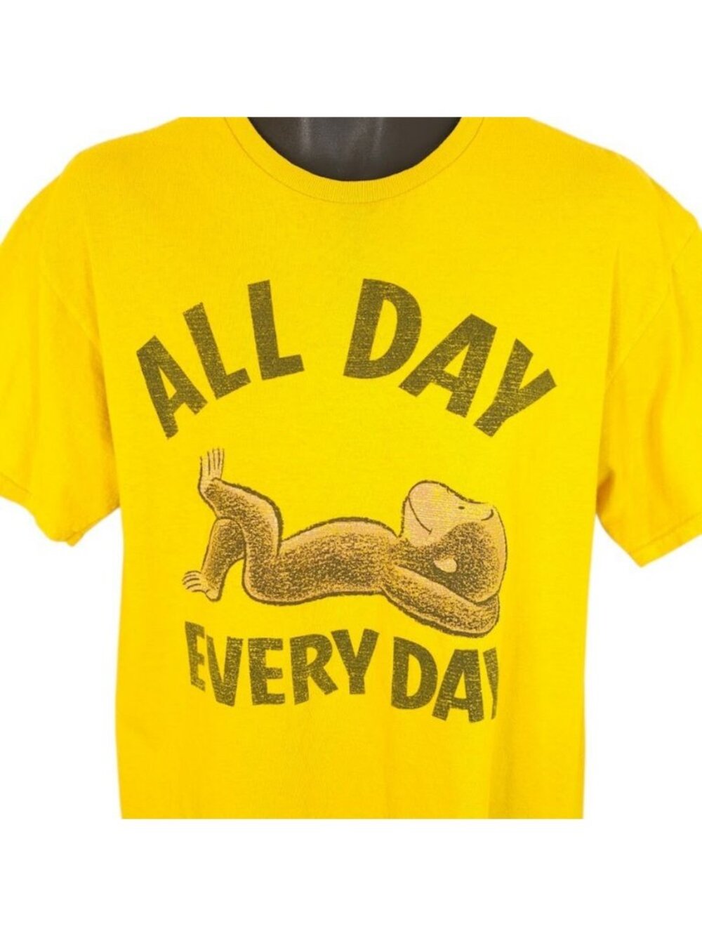 Curious George T Shirt Mens Size Large Yellow All Day Every Day Cartoon Tee